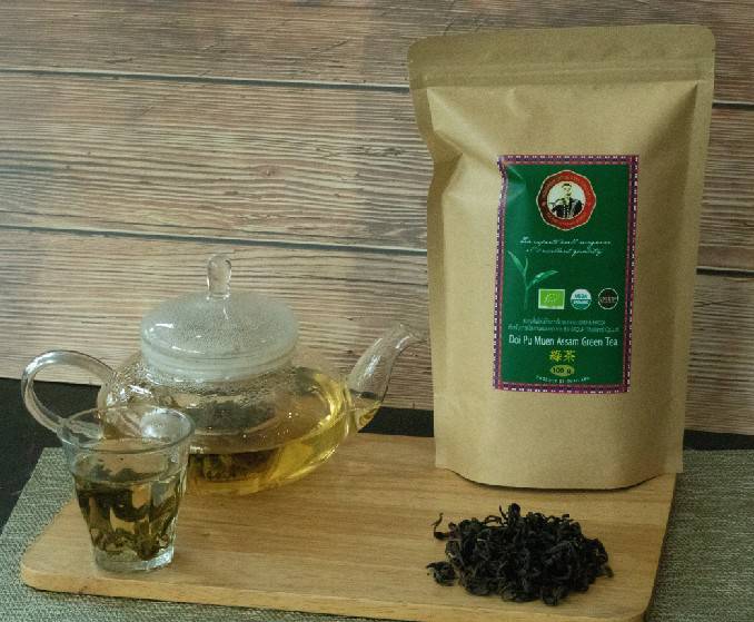 ชาเขียวอัสสัม ออร์แกนิค (ตราดอยปู่หมื่น) 100 กรัม Organic green tea (Doi Pumuen Brand) 100g